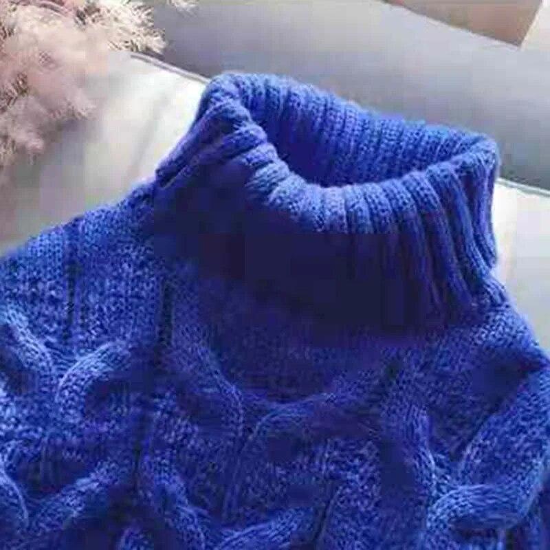 Polotröja Dam Vit Casual Lös Pullover Stickade Toppar Höst Vinter Ny Mode Damstickat Tröja Ytterkläder