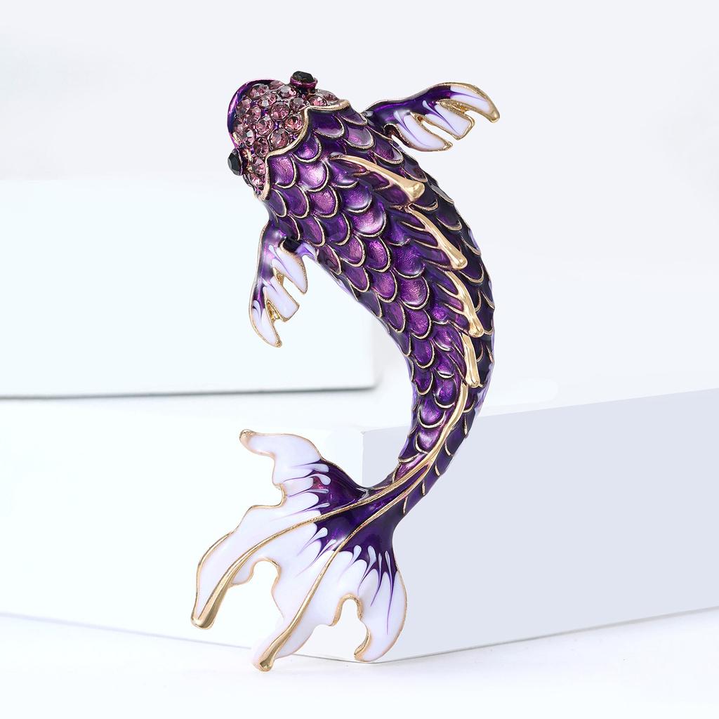 Enamel Carp Brooch for Women Unisex Animal Lapel Pins Party Friend Accessories Gifts
