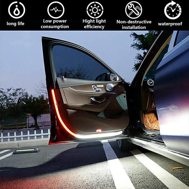 Car Interior Door Decoration Welcome Light Strips LED Warning Light 12V 120cm LED Opening Warning LED Ambient Lamp Strip