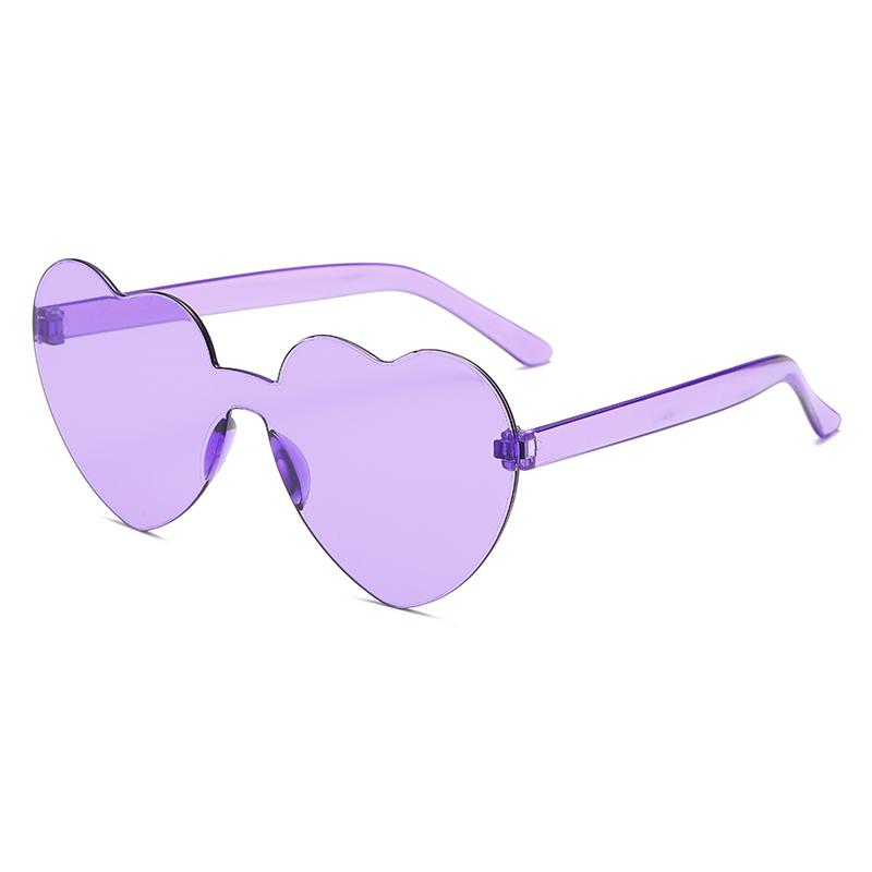 New Fashion Candy Heart Sunglasses Women Gradient Color Integrated Sun Glasses Personality Frameless Design Female