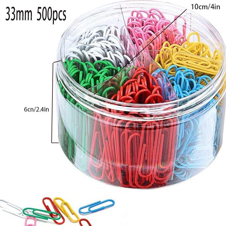 Colorful Large Paperclips & Binder Clips: Nickel-Plated Silver Office Stationery for Bookmarks and Test Papers.