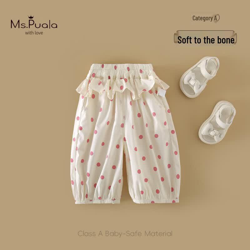 MS.PUALA Baby Girl Polka Dot Cropped Pants 110