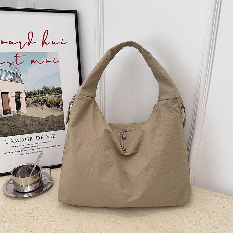 Simple Multi-Pocket Nyl Shoulder Bags for Women Large Capacity Ladies Hobos Tote Bag Solid Color Portable Female Handbags