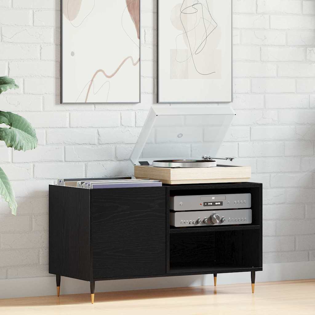 Record Cabinet Black Oak Effect 85 x 38 x 48 cm