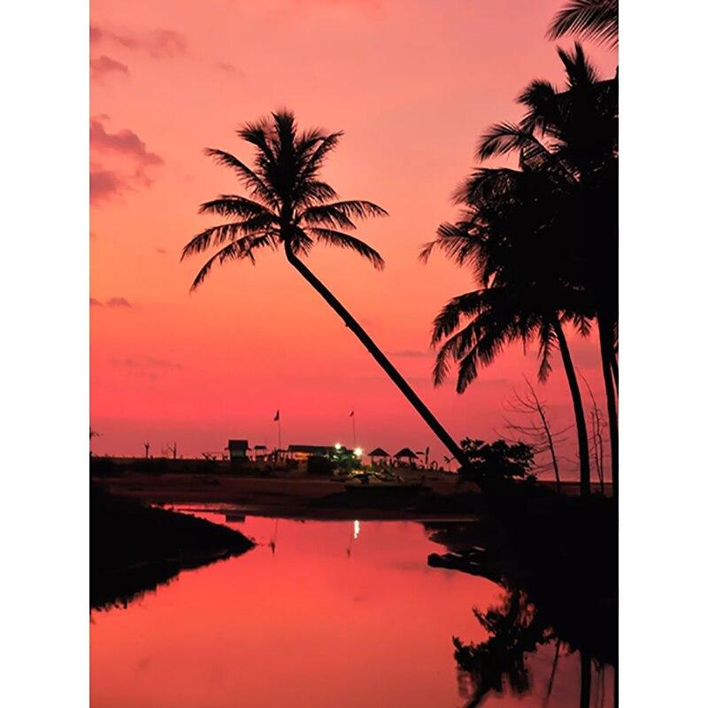 5D DIY Diamond Painting Kit Coconut Tree Diamond Embroidery Rhinestones Decorations for Home