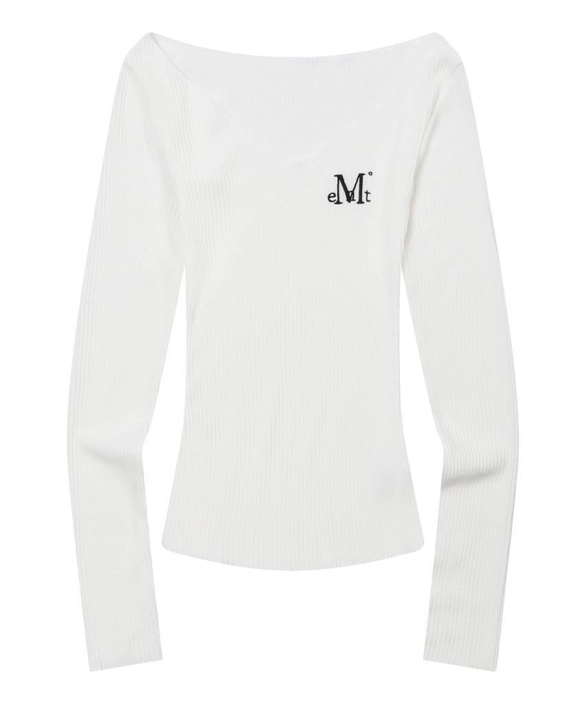 MUCENT Viage Slim Fit V-Neck Damaged Ribbed Long Sleeve Tee (6 Colors)