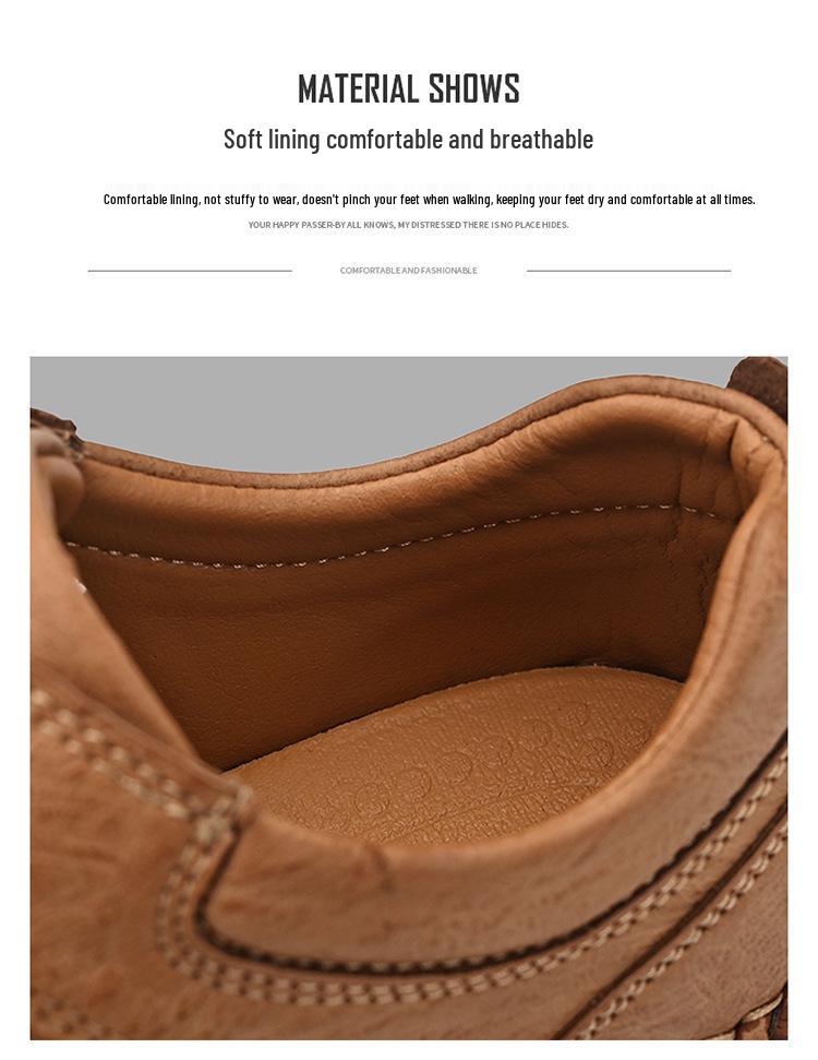 Lässige Lederschuhe für Herren: Handgenäht, Weiche Sohle, Große Größe, Modisch für Frühling und Herbst.