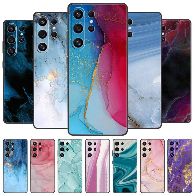 Phone Case For Samsung Galaxy S26 Ultra Colorful Painted Soft Silicone Bumper for Samsung S26 Ultra Case Marble Shockproof Cover