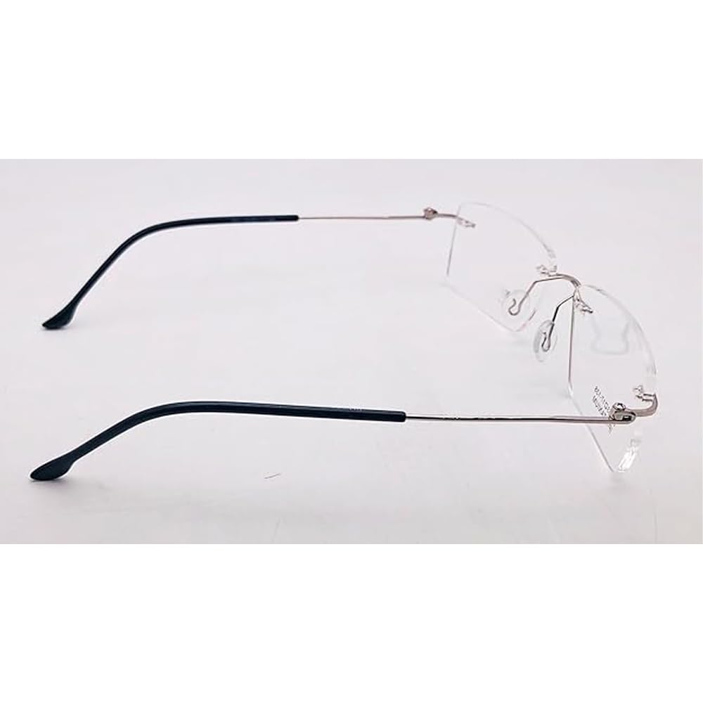 RSINC RimLess frame/eyeglass/Spectacle, Optical, Titanium For Men And Women, Slim Silver Black 001 53-17-138 (IB-2) M1 Viacos 001 Silver Black | IB 2