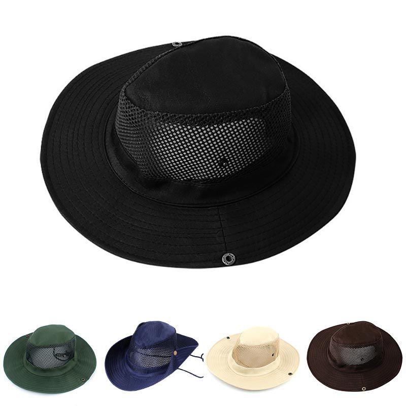 Breathable Outdoor Men Folding Adjustable Mesh Sun Protection Hat Bucket