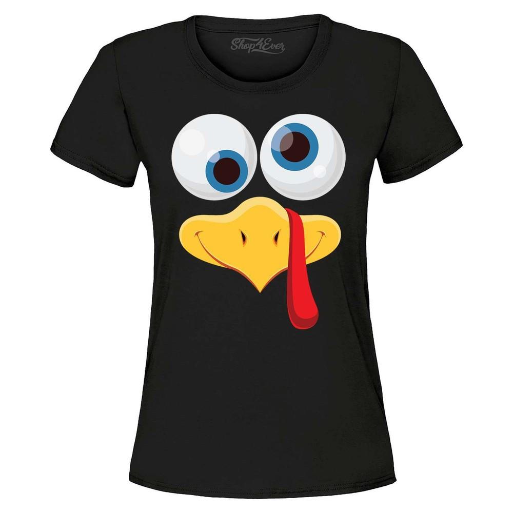 

Silly Turkey Face Funny Thanksgiving Women s T-Shirt Thanksgiving Shirts M