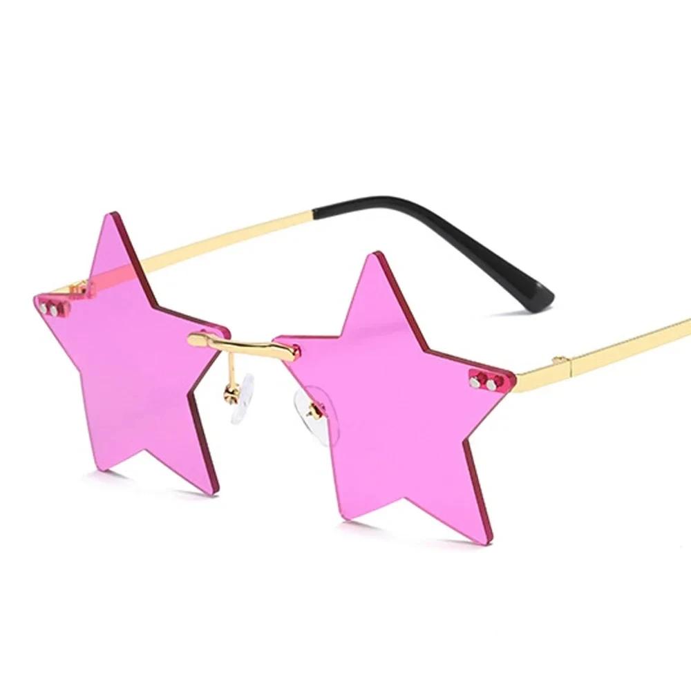 Star Shape Sun Glasses Funny Pentagram Eyewear Christmas Party Decoration Rimless Sunglasses Trendy Accessory