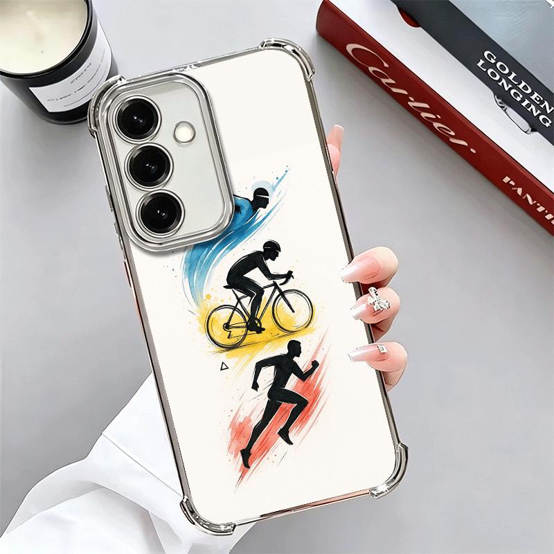Triathlon Swim Bike Run Soft Phone Case For Samsung A17 A27 A07 A37 A57 A16 A56 A15 A55 A14 A54 A13 A53 A26 A36 A25 A35 A24 A34