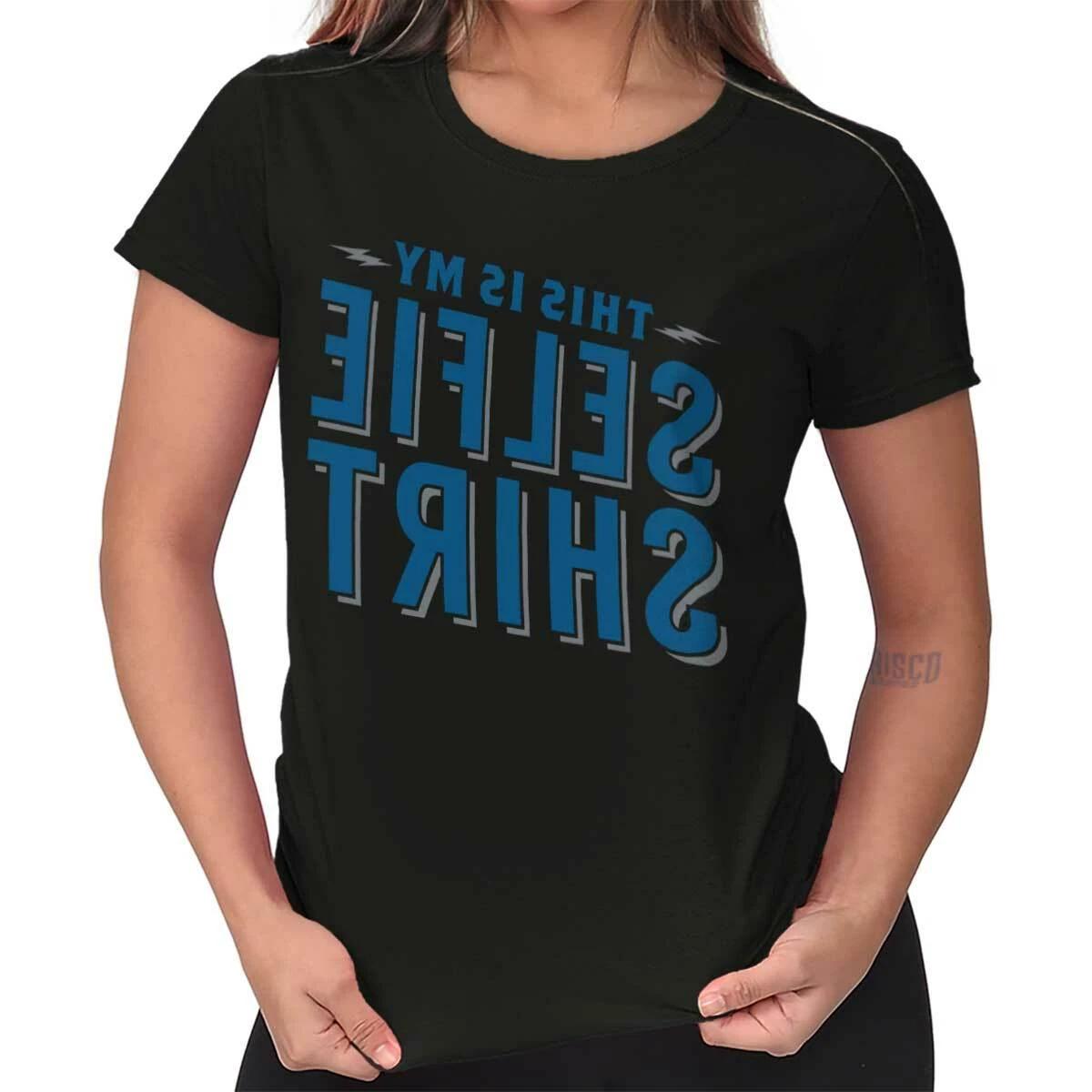 Funny Saying Selfie Social Media Pictures Womens Top Junior Graphic Tee L