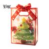 Clear Christmas Gift Bags with Handles, Reusable PP Treat for Eve Candy Apples Cookies, Holiday Party Favor Packaging Ribbon Bow Decorative Holidays