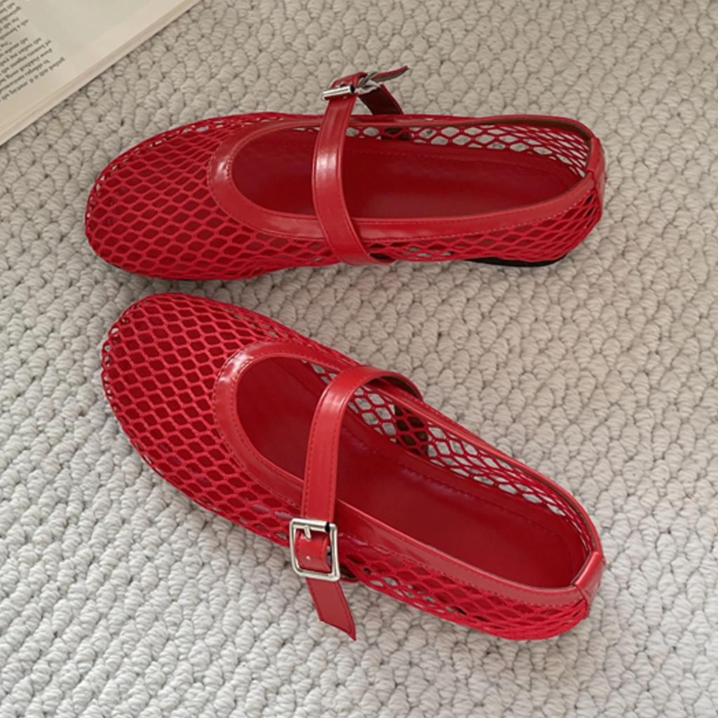 Fashion Eilyken Summer Designer Cosy Mesh  Heels Women Flat Shoes Fashion Round Toe Buckle Strap Casual Outdoor Dress Sandals