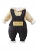 Winter Baby Set: Thick Cotton Overalls & Fashionable Newborn Cartoon Two-piece