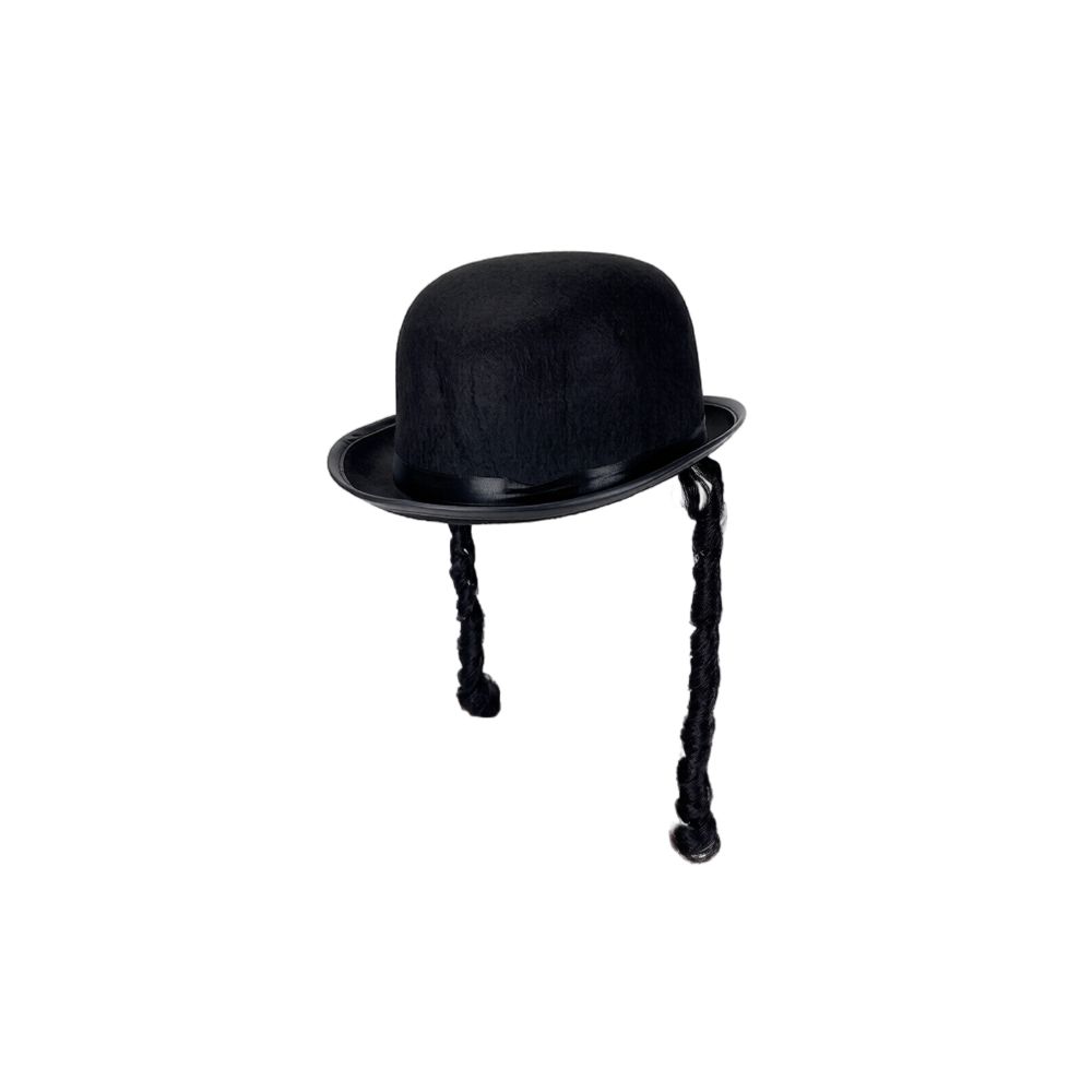 Black Color Braided Top Hat Round Shape Black Party Hat Classic Round Bowler Hat Adult