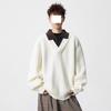 Men's American Retro Faux Two-Piece Polo Collar Sweater - Autumn/Winter Clean Fit Loose Casual Knitwear
