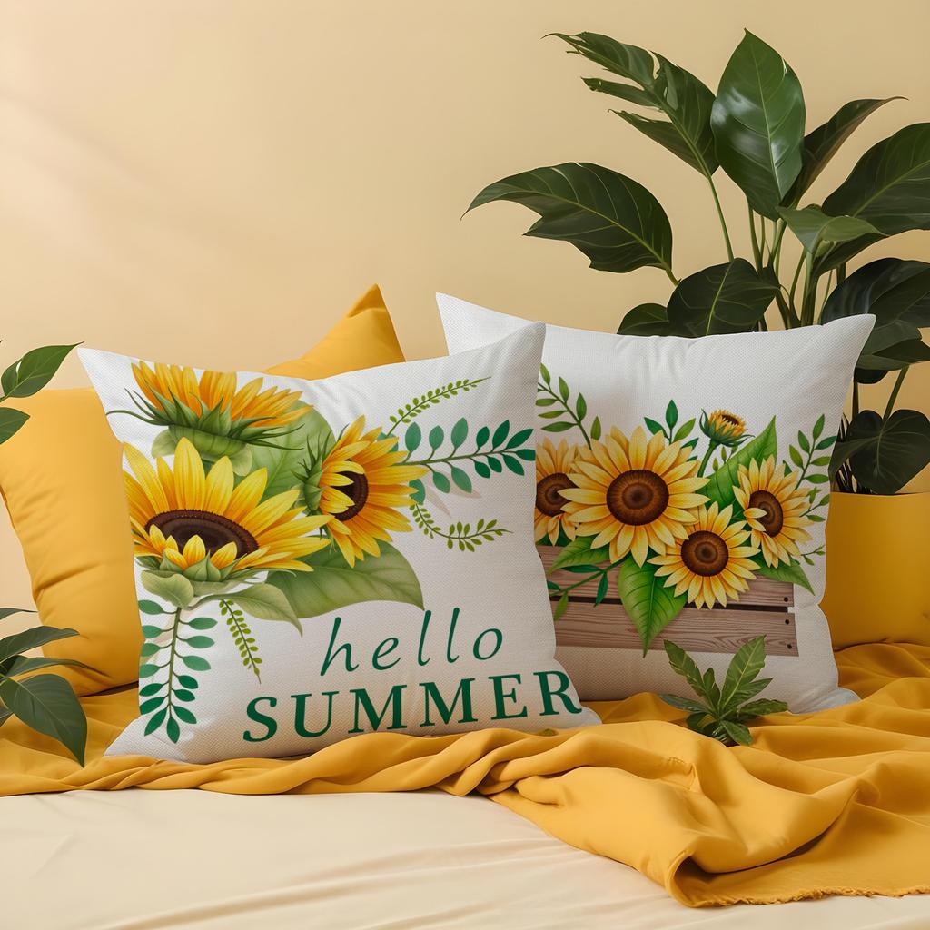 Sunflower Pillow Cover Summer Plant Flower Digital Print Living Room Sofa Cushion Cover Car Cushion Cover