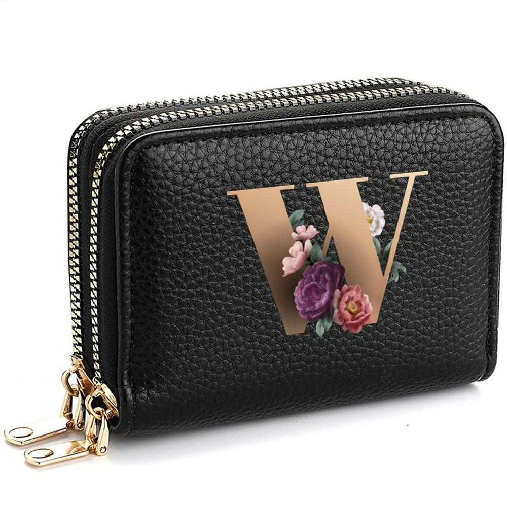 Portafoglio Portatessere da Donna, alla Moda, con Doppia Cerniera, Stampa di Lettere, Multi-Scomparto per Carte di Credito e Monete da Donna