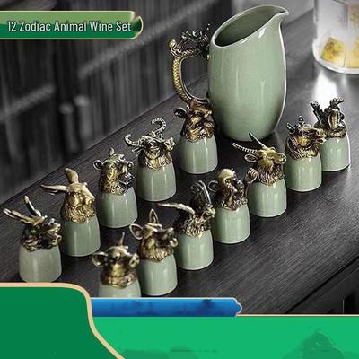 Twelve Chinese Zodiac Ceramic Liquor Set
