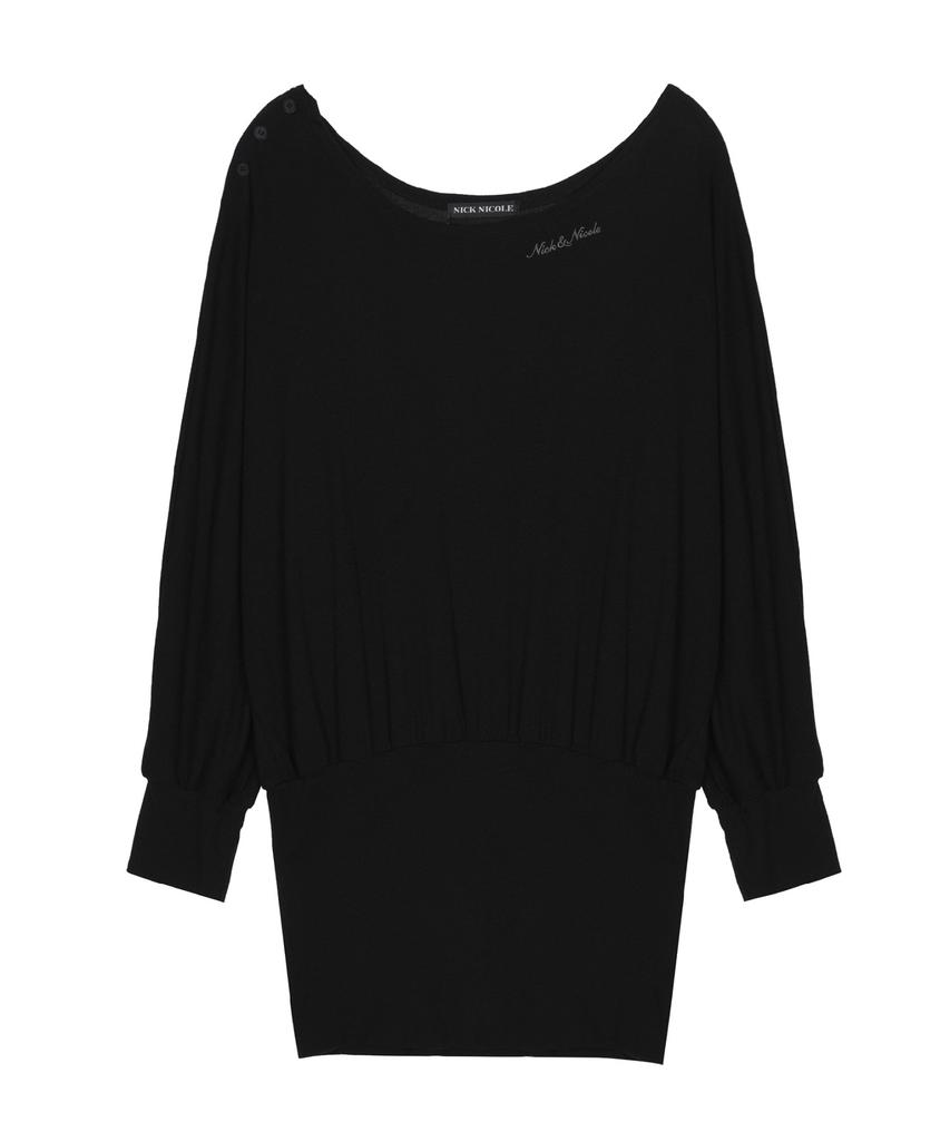 Nigaennikol Asymmetric Off Shoulder Dress_Black