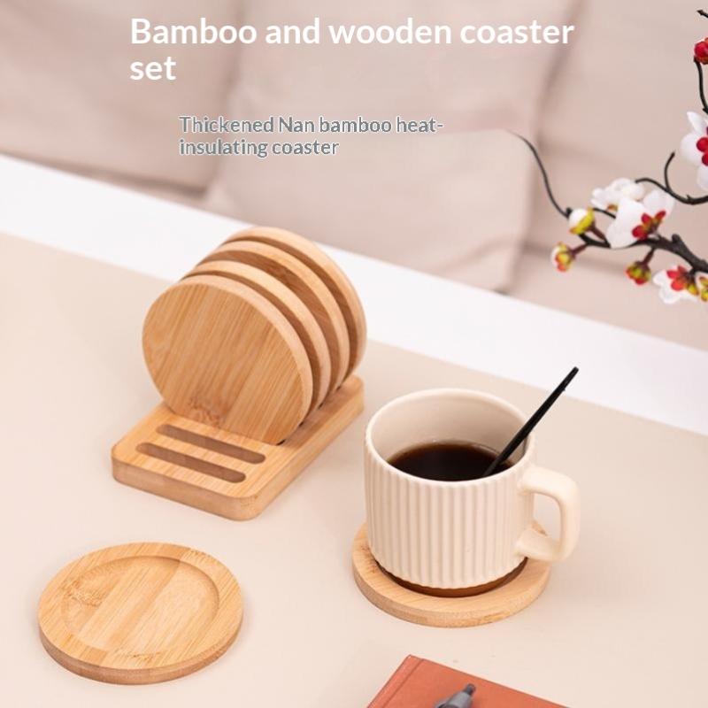 Ensemble de sous-verres en bambou Créatif Simple Antidérapant Résistant à la Chaleur Ronds pour Table à Manger Cuisine Bar Décoration de Maison Cadeau