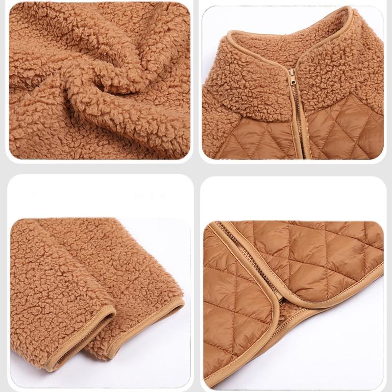 Cárdigan con cremallera, abrigo de manga larga, Top de Color liso con retazos de felpa para mujer