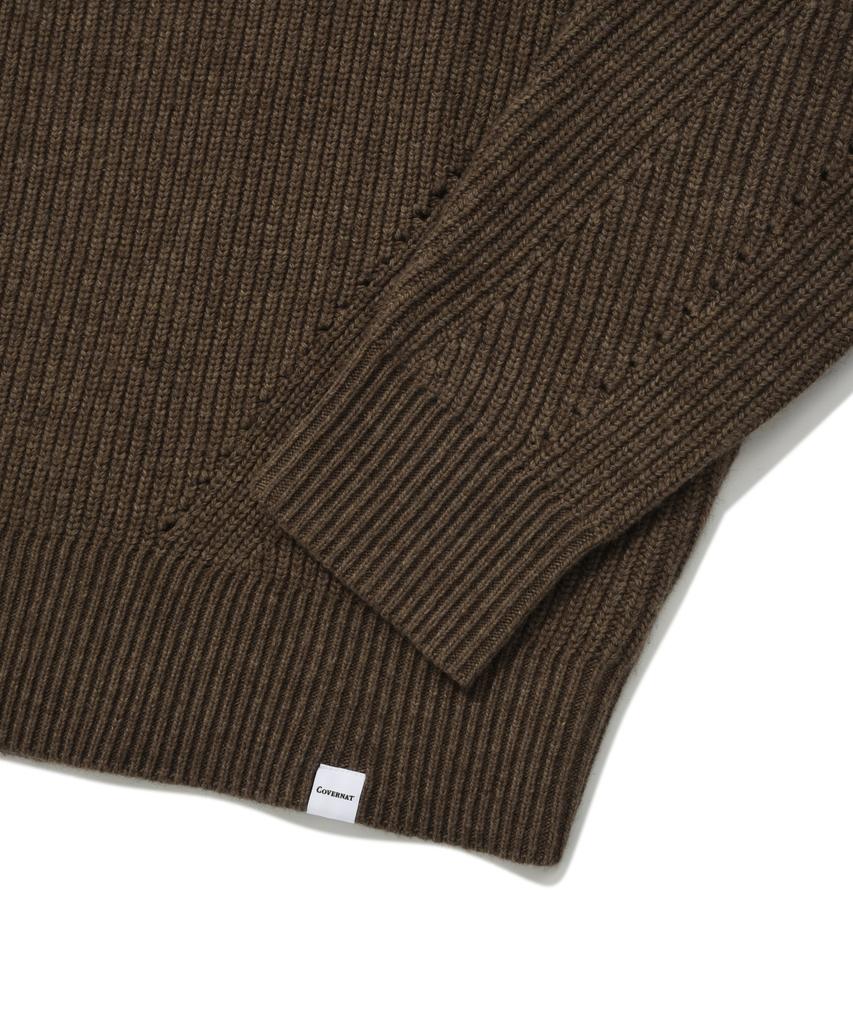COVERNAT Lambswool Collared Knit Beige