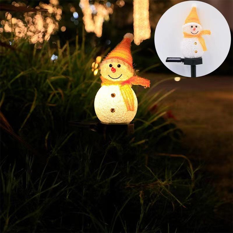 1Pc Solar Snowman Plug-in Light Christmas Decoration Atmosphere Outdoor Garden Lawn Light Christmas Night Light Snowman