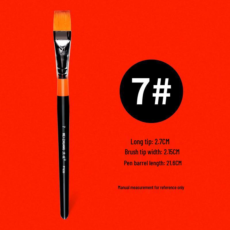 Nylon Bristle Flat Head Brush for Gouache, Watercolor, Acrylic, and Oil Painting