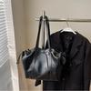 Large Capacity Women Shoulder Bag Fashion Versatile PU Leather Folded Drawstring Underarm Bag Texture Office Commuter Tote Bag CLE