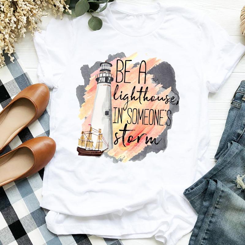 Flower Summer Autumn 90S Fashion Print Top Femme Tshirt Women T-Shirt Cartoon Harajuku O-Neck Casual Tee Ladies Clothing