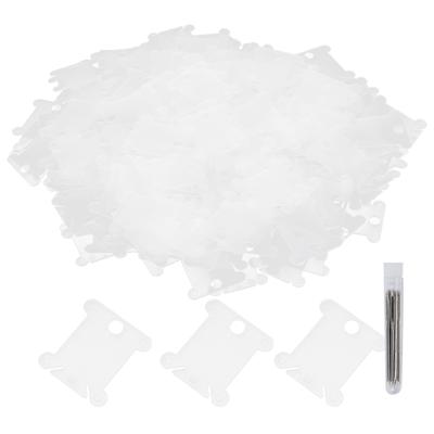 300Pcs Floss Bobbins Plastic Transparent Cross Stitch Winding Plate Embroidery Tools