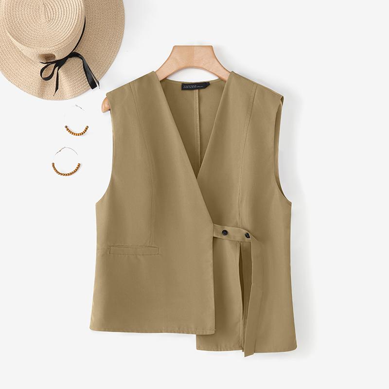 ZANZEA Women Casual V-Neck Summer Sleeveless Vest Tops