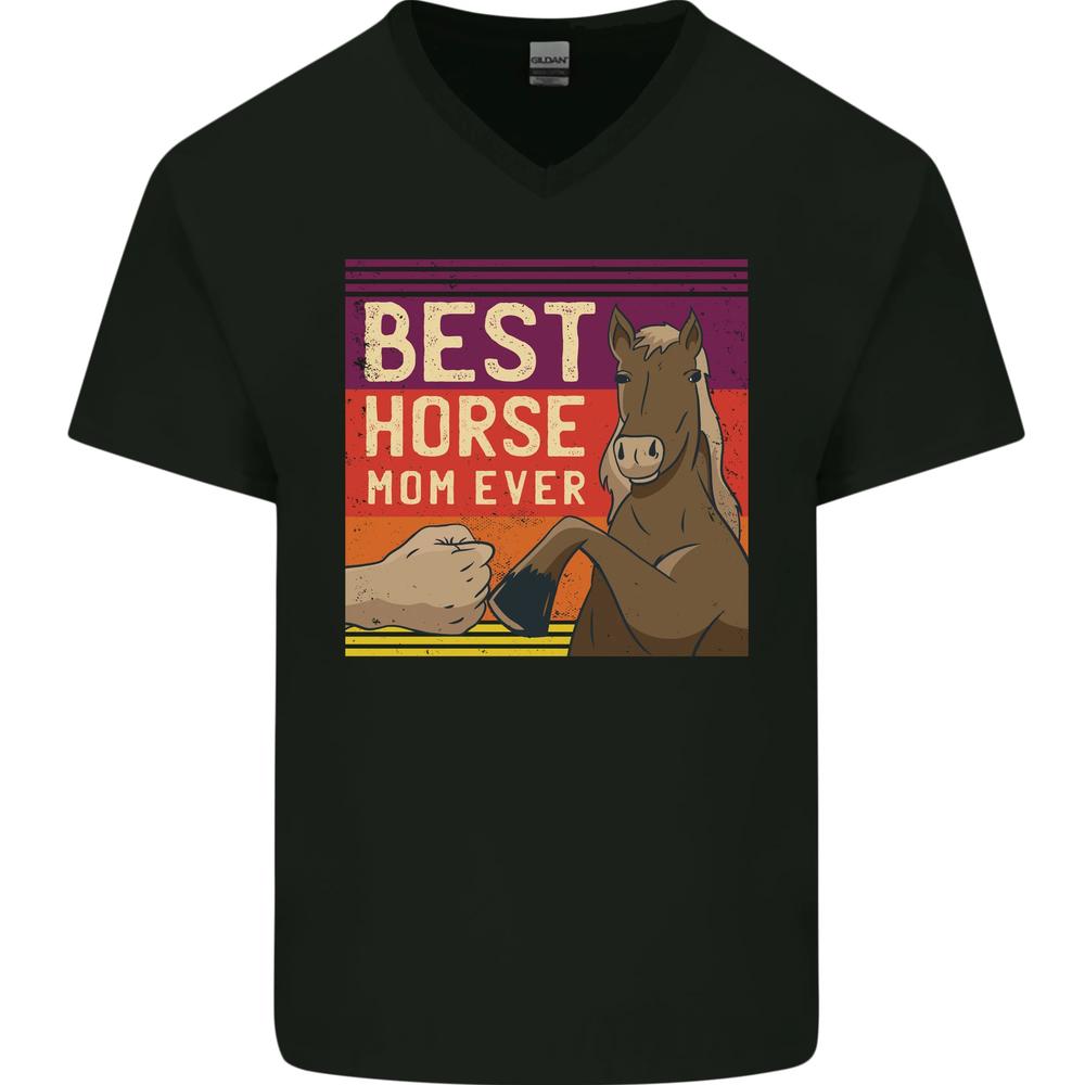 Equestrian Best Horse Mom Ever Funny Mens VNeck Cotton T-shirt XXXXL