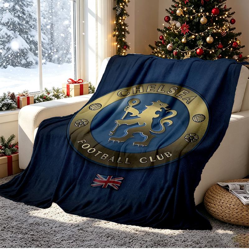 Chelsea F.C Pattern Blanket for Home Decoration, Bed, Sofa, Car Travel, Camping, Suitable for All Seasons, Birthday Christmas Gift