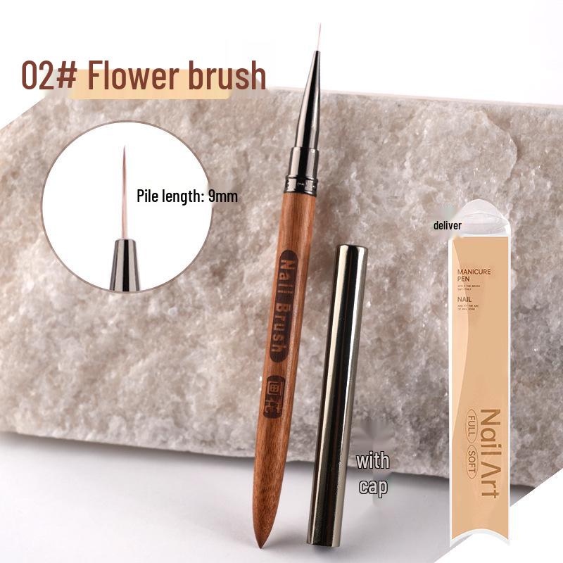 Popular Sandalwood Nail Art Brush Set: Liner, Triangle, and Flower Design Pens