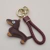 Adorable Sausage Dog Car Keychain PU Leather Cartoon Pendant Unique Puppy Lover Gift