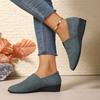 Fashion Large Size Women Wedge Shoes Autumn Point Toe Vintage Fashion Single Shoes Lightweight Comfortable Height Increase Casual Shoes