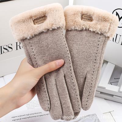 Kaschmirhandschuhe Damen Herbst und Winter Koreanische Version Fleece verdickt zum Warmhalten