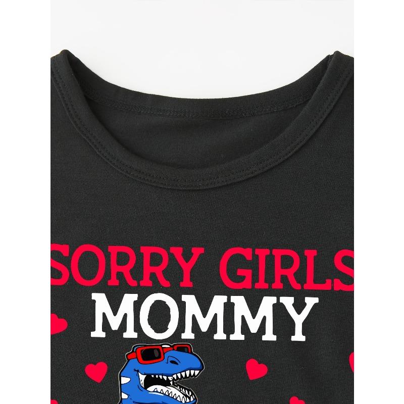 European Sizes Boys' Funny "Sorry Girls Mommy Is My Valentine" Dinosaur Truck T-Shirt - Casual Round Neck Tee