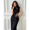 European summer new Chinese style elegant temperament flower embroidery stand-up collar sleeveless long dress women