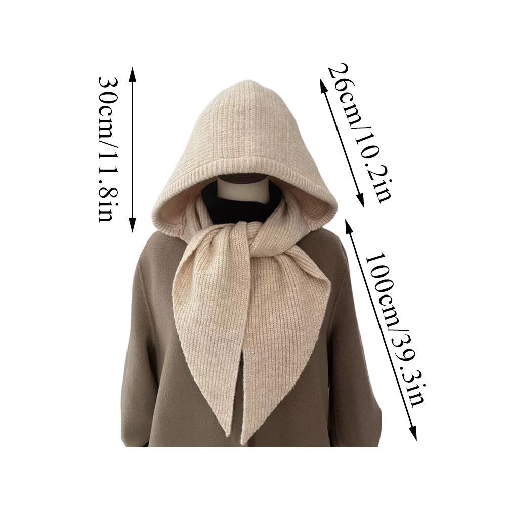 Knitted Beanies Cap For Women Winter Warm Integrated Hooded Hat Neck Collar Scarf Cap Ski Beanie Cold Hats Balaclava Caps Bonnet