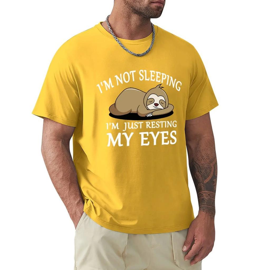 Sloth I'M Not Sleeping I'M Just Resting My Eyes Men Tshirts Fashion Breathable T Shirts Loose Cotton Tee Clothing Brand T-Shirt
