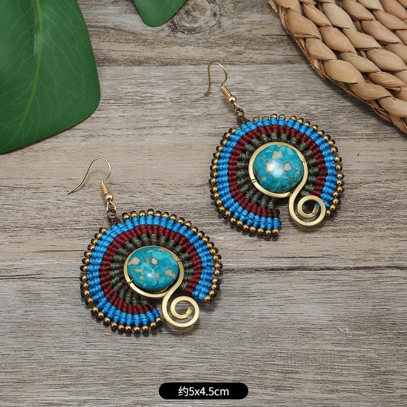 Niche Design Woven Earrings Bohemian Retro Resort Style Personality Temperament Handmade Earrings