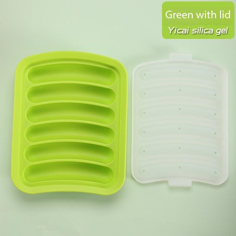 6-Cavity Sausage Mold Sausage Mold Easy Venting Food-Grade Easy Release Thickened Healthy Baking Silicone with Lid Baby Food