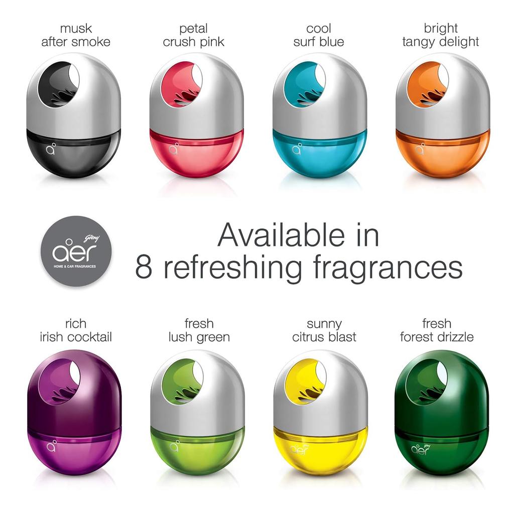 Godrej Aer Twist Car Air Freshener Fresh Lush Green 45 G Long Lasting Gel Diffuser For Dashboard And Cup Holder