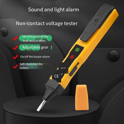 1 יחידה עט בדיקה אינדוקטיבי חכם ללא מגע עם אזעקת קול ואור, זיהוי חוט חי אפס נקודת שבירה של קו